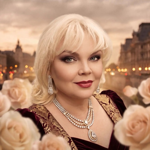 Жозефина Радо в красном платье